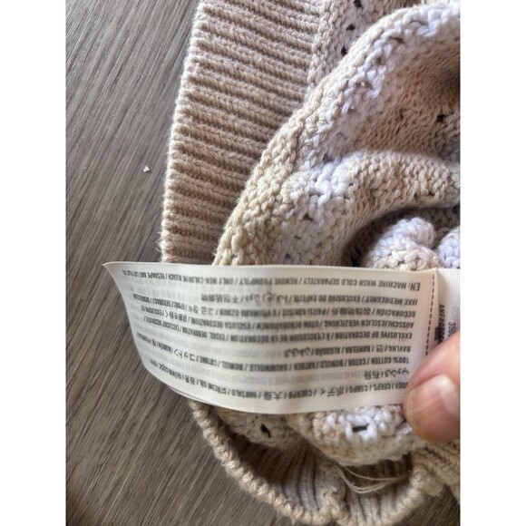 Hollister Cotton Preppy Stripe Pointelle Off Shoulder Crop Cozy Relaxed Sweater - Picture 7 of 9